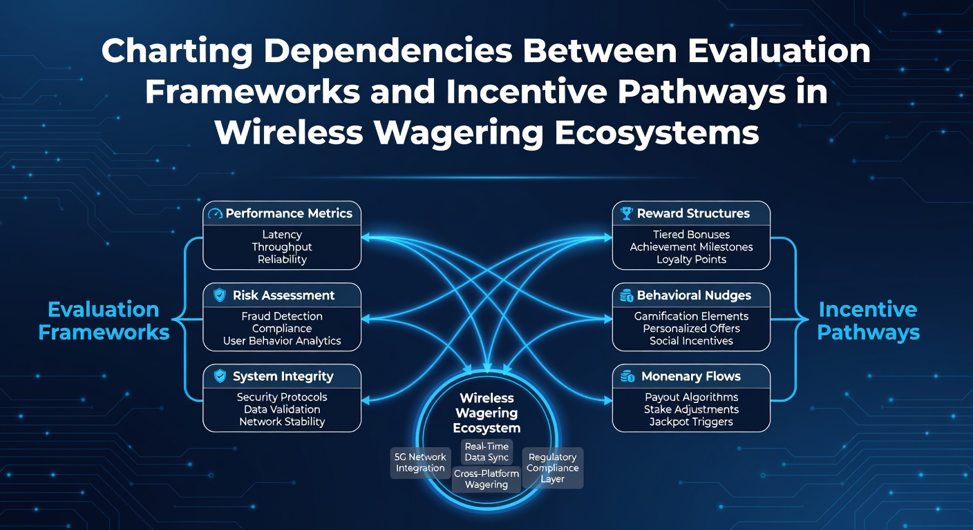 Diagram showing interconnected evaluation metrics and reward pathways in mobile wagering platforms