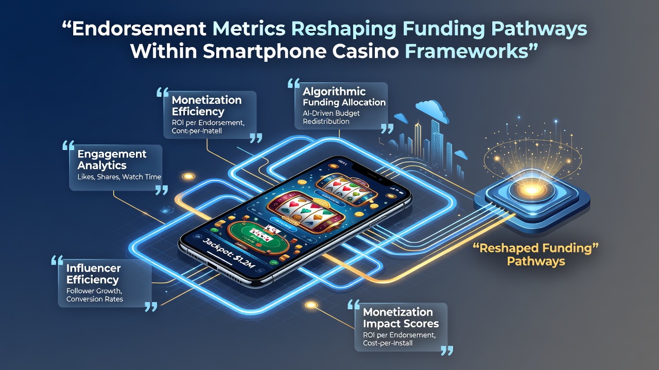 Mobile casino interface highlighting endorsement scores and funding pathway visualizations