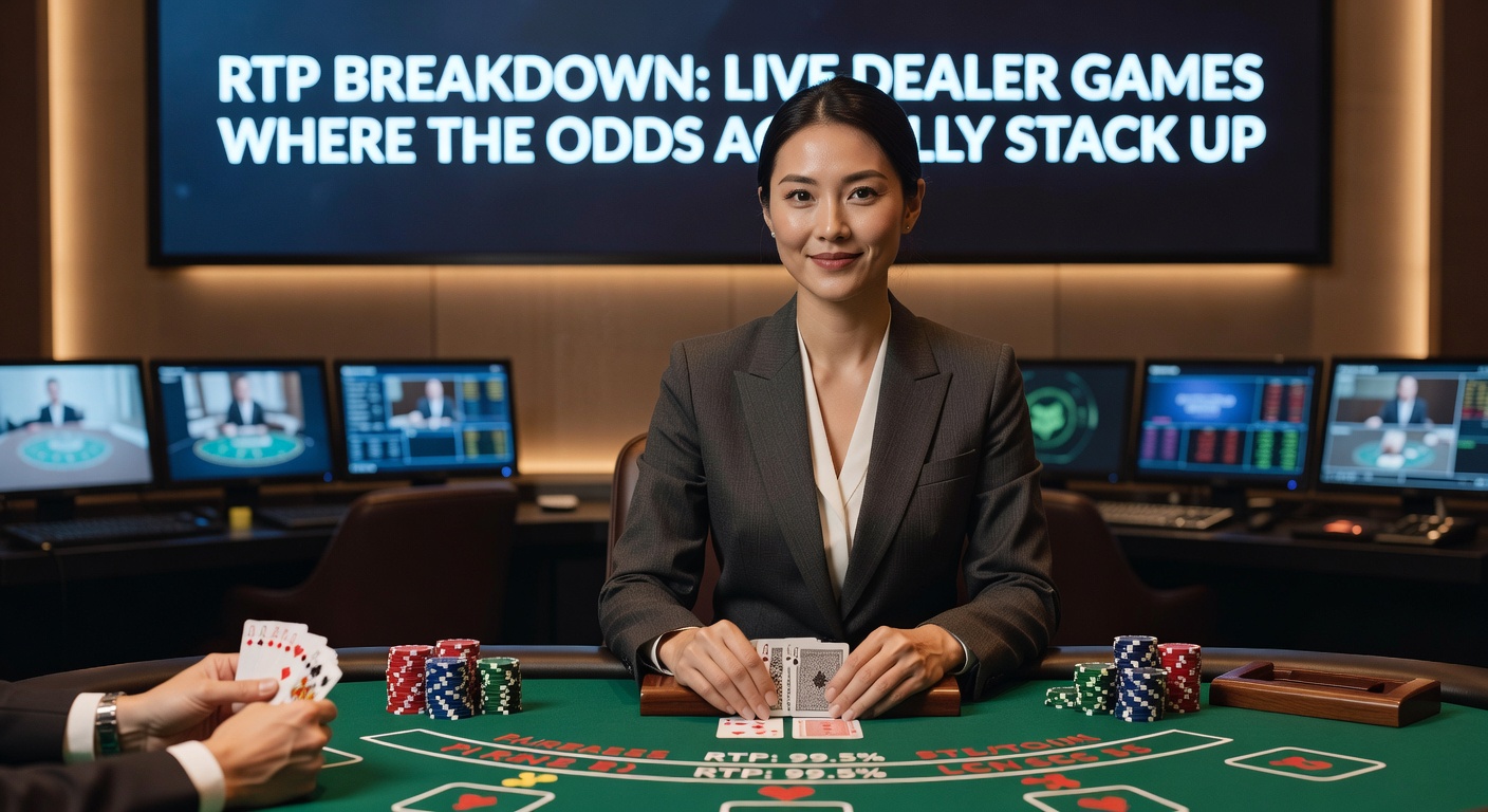 Vibrant live dealer blackjack table streamed in real-time, displaying RTP percentages and card outcomes for player analysis