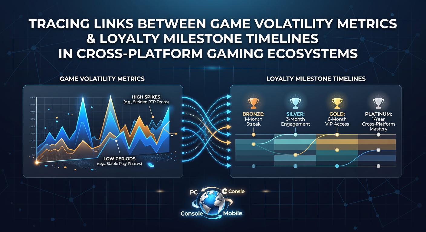 Cross-platform gaming dashboard displaying volatility metrics alongside loyalty progression timelines